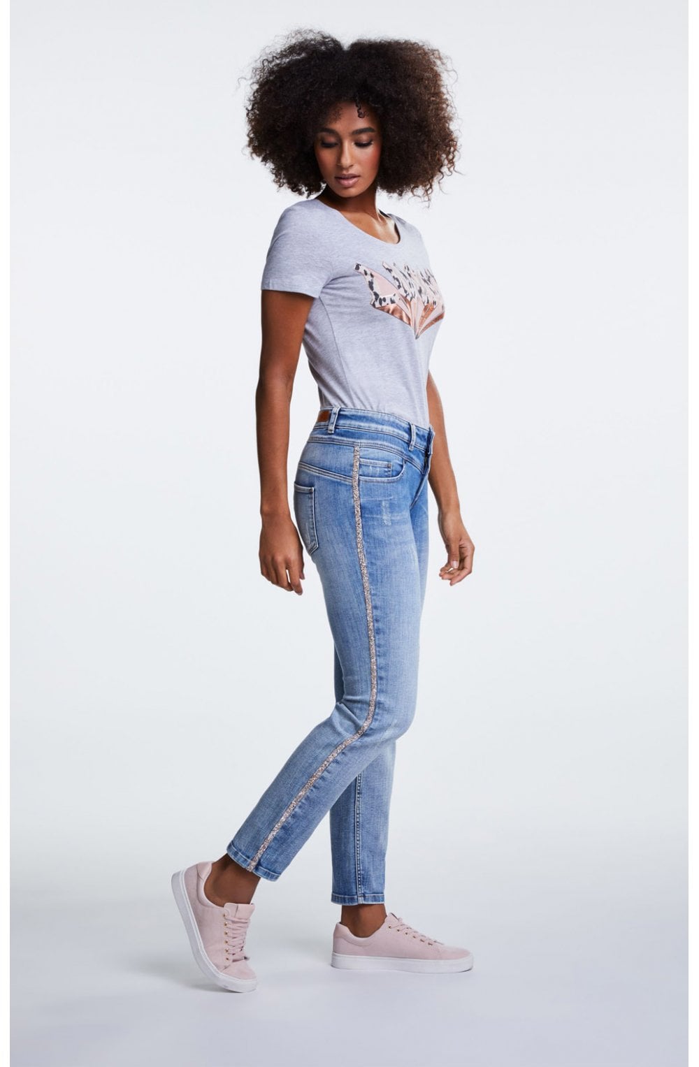 Gold Rhinestone Stripe Newport Jeans