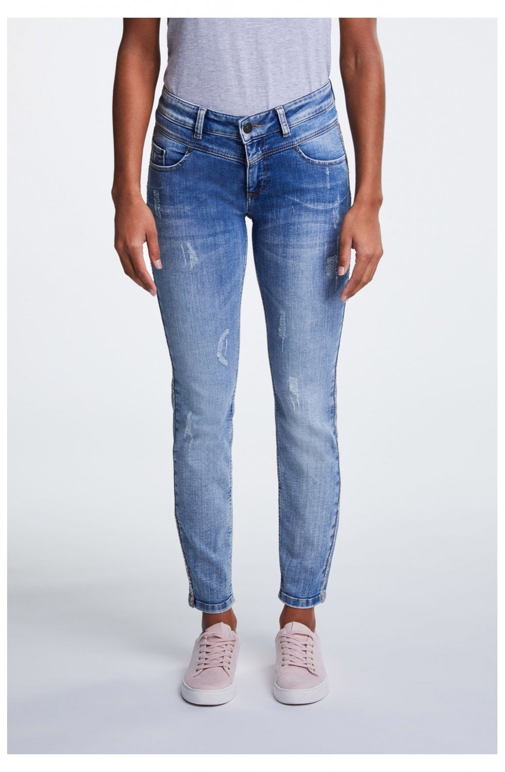 Gold Rhinestone Stripe Newport Jeans