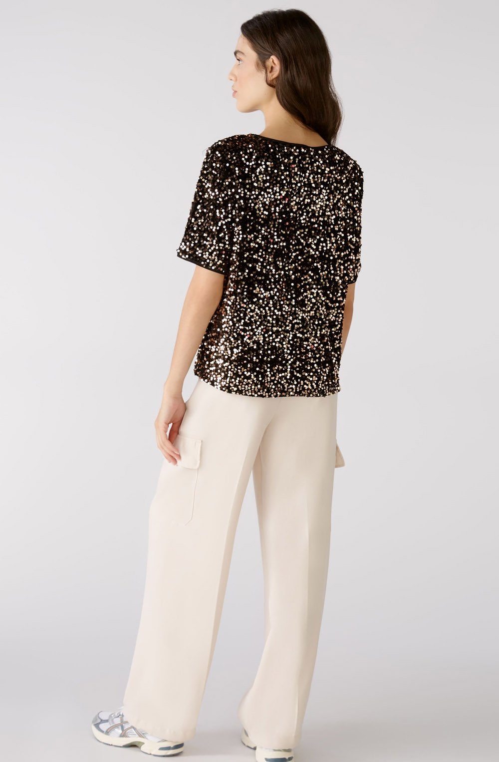 Gold Sequins and Black Velvet Blouse