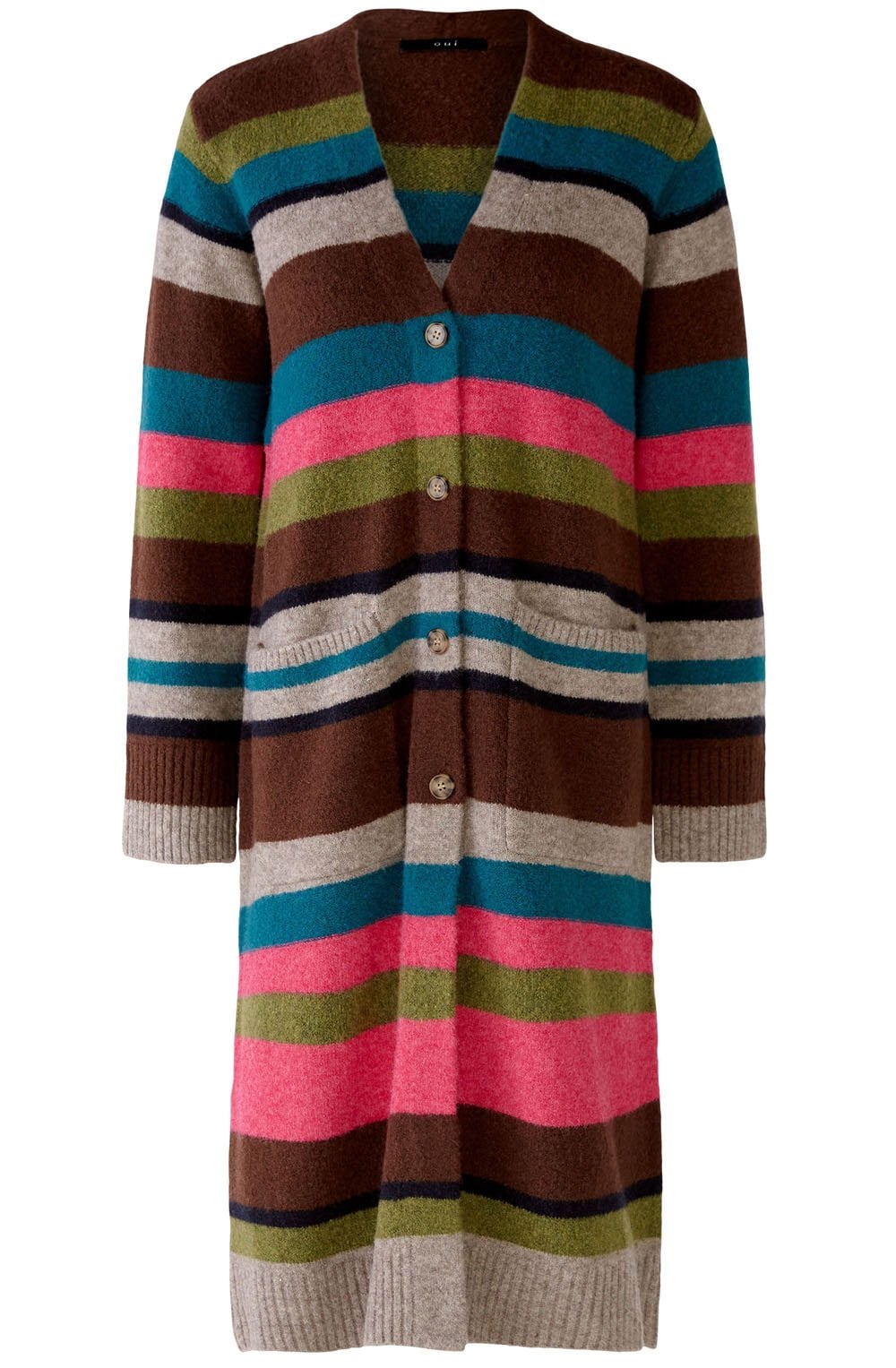 Green and Pink Knitted Coat