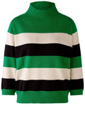 Green and Stone Grey Stand Up Collar Jumper