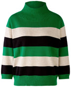 Green and Stone Grey Stand Up Collar Jumper