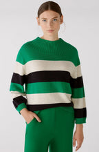 Green and Stone Grey Stand Up Collar Jumper