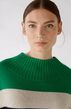 Green and Stone Grey Stand Up Collar Jumper