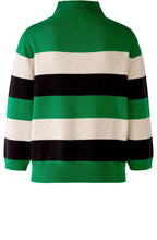 Green and Stone Grey Stand Up Collar Jumper