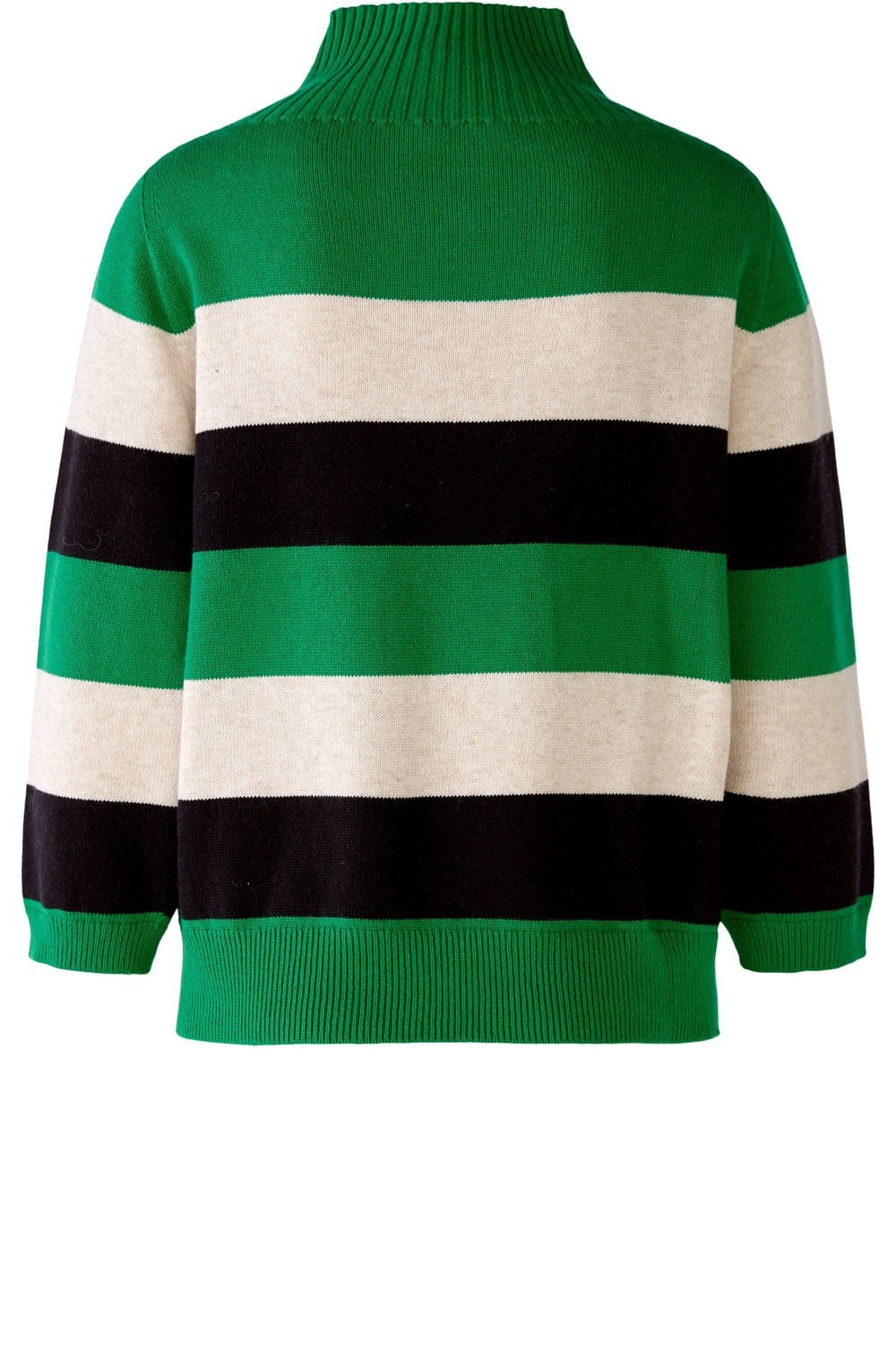 Green and Stone Grey Stand Up Collar Jumper