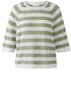 Green and White Linen Sleeve Pullover