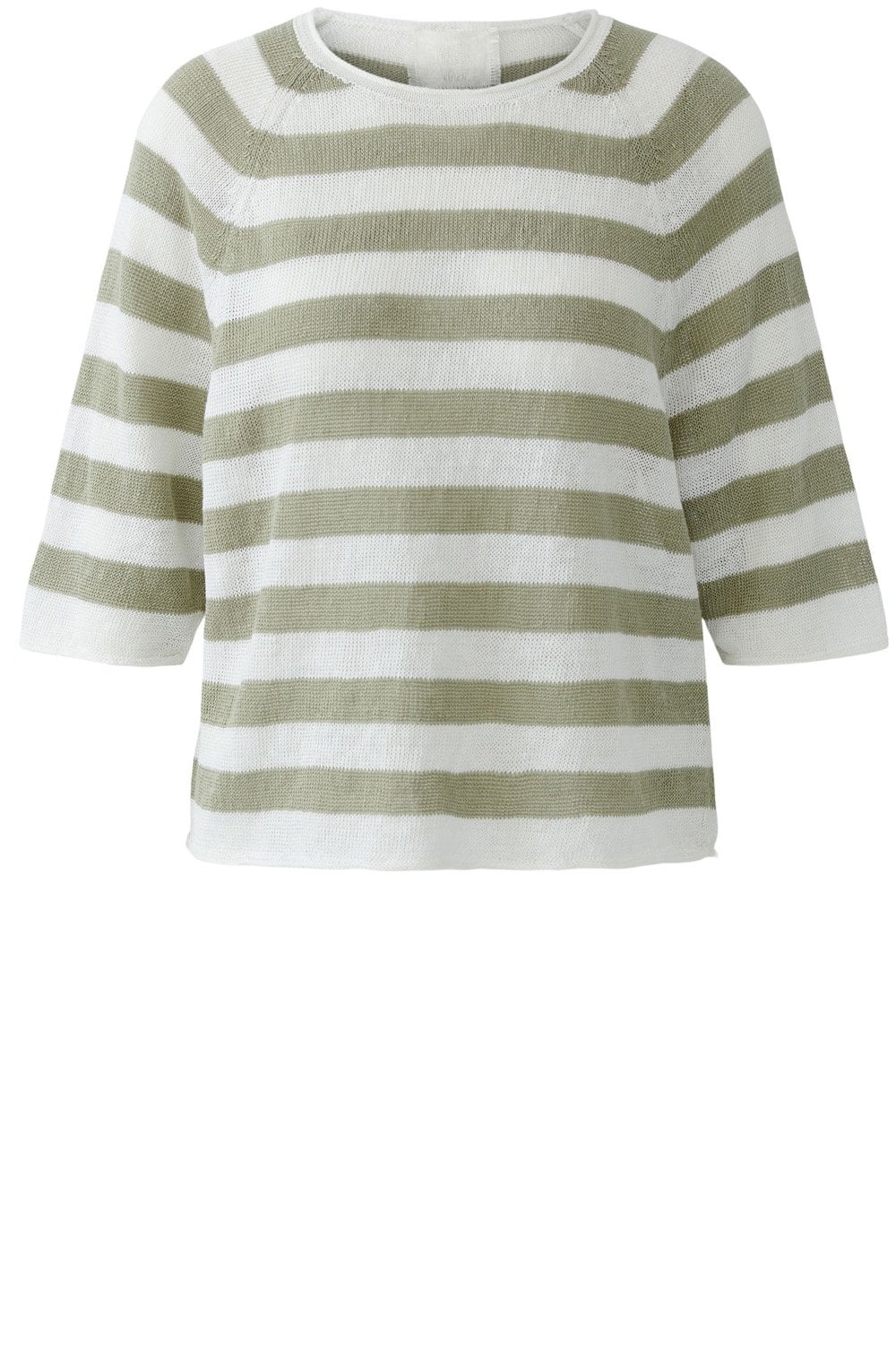 Green and White Linen Sleeve Pullover