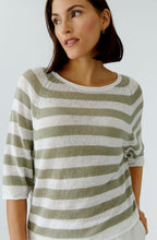 Green and White Linen Sleeve Pullover