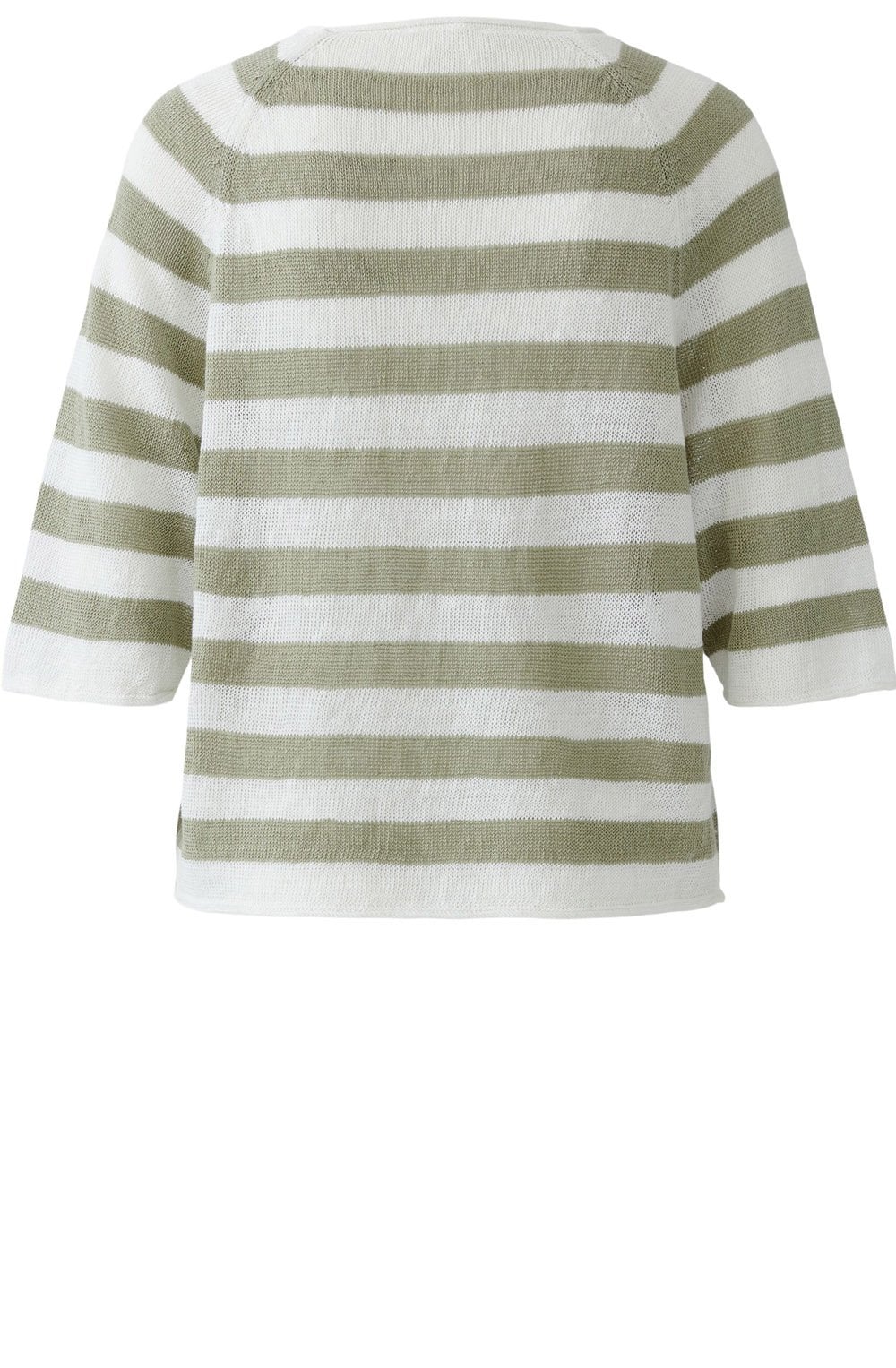 Green and White Linen Sleeve Pullover
