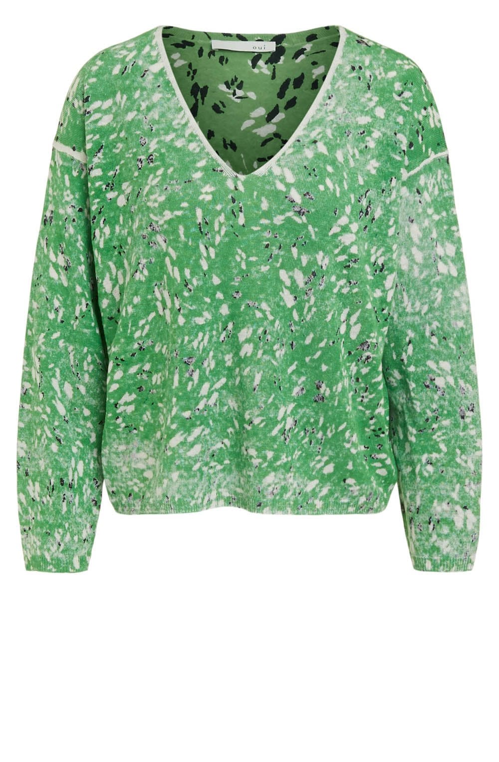 Green and White Linen Knit Pullover