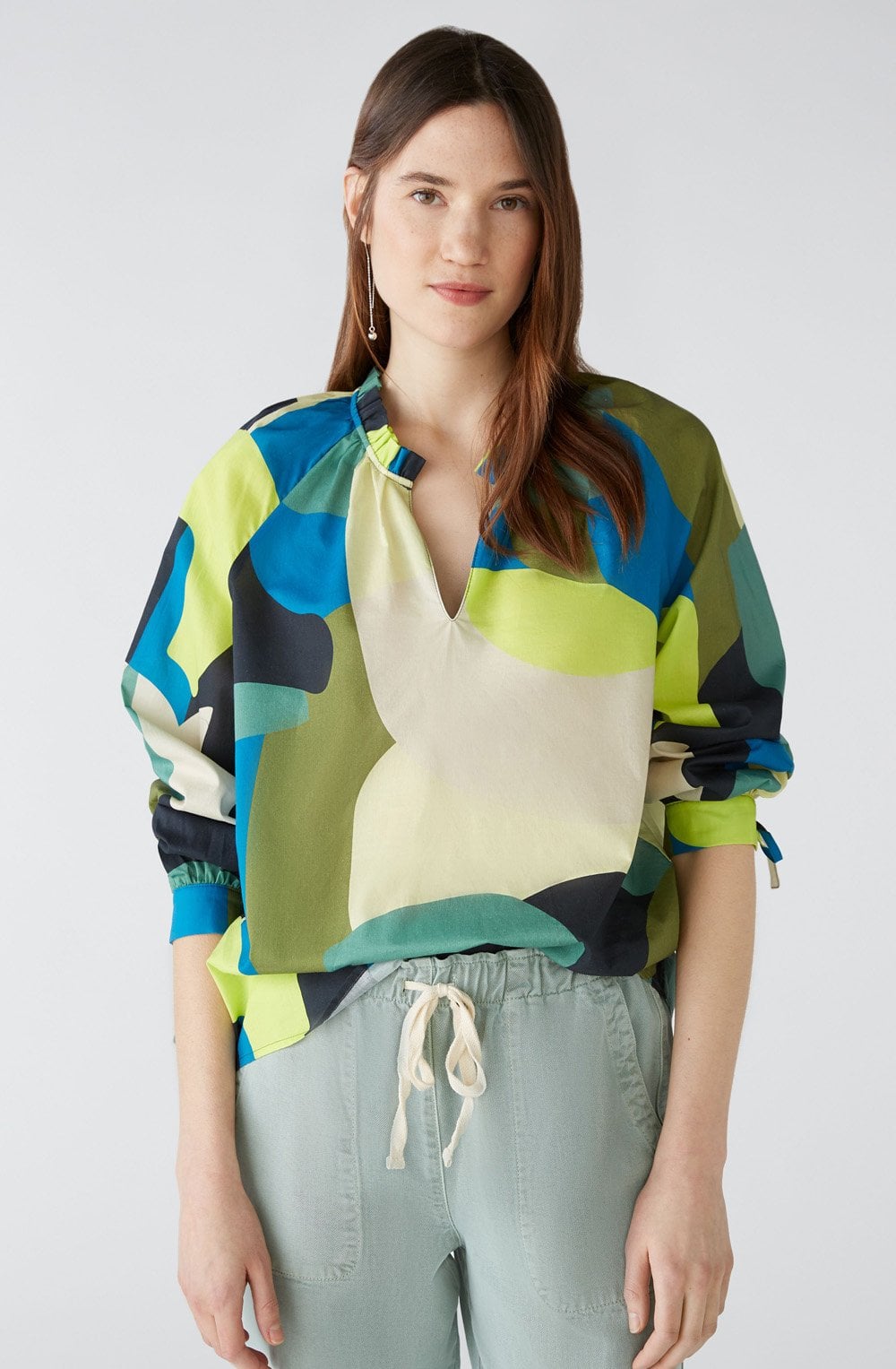 Green Blue Bold Print Cotton Tunic