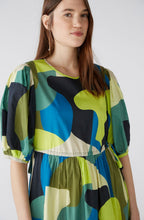 Green Blue Bold Print Tie Waist Maxi Dress