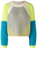 Green Blue Colour Block Chunky Knit Jumper