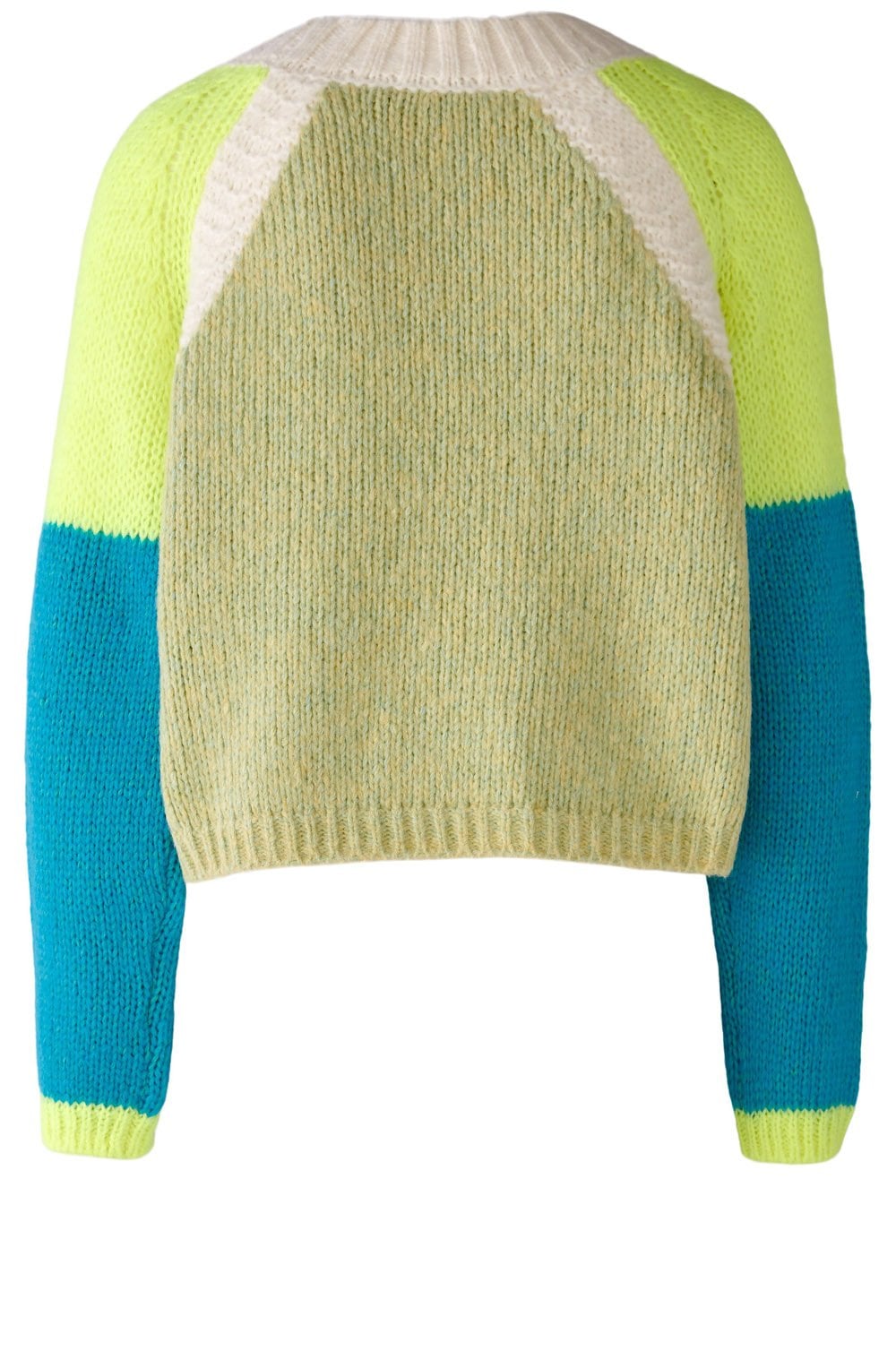 Green Blue Colour Block Chunky Knit Jumper