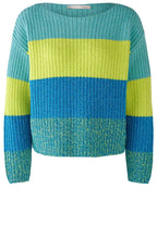 Green Blue Relaxed Colour Block Jumper