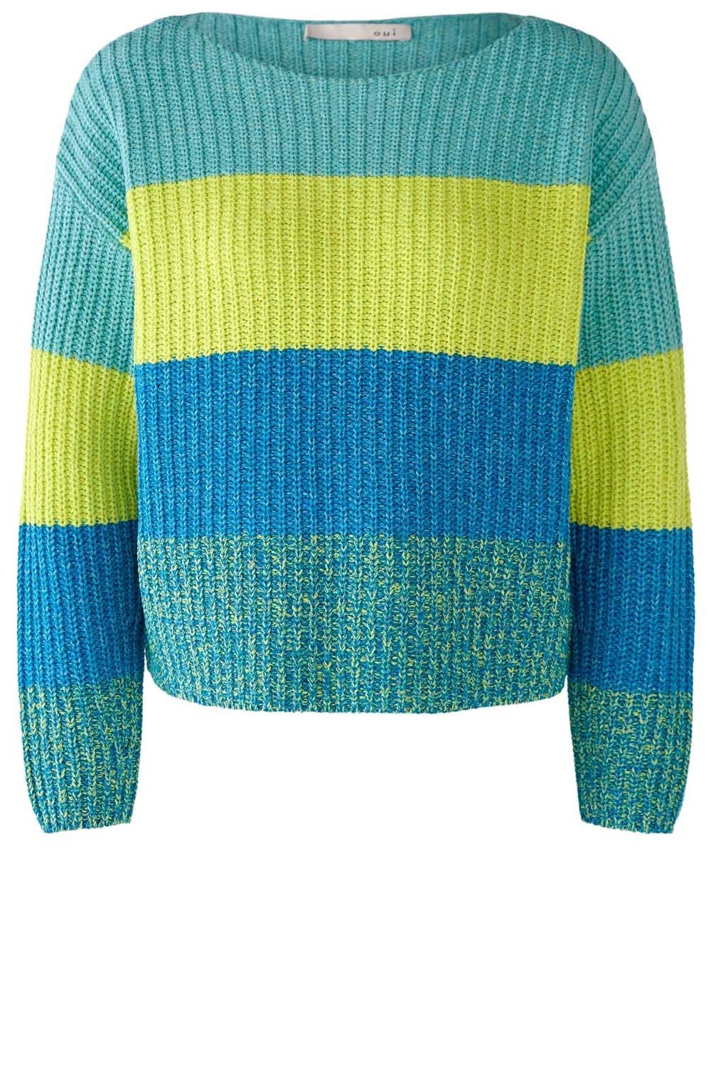 Green Blue Relaxed Colour Block Jumper
