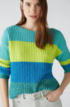 Green Blue Relaxed Colour Block Jumper