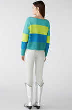 Green Blue Relaxed Colour Block Jumper