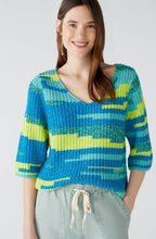 Green Blue Relaxed V Neck Jumper