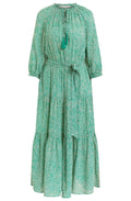 Green Bold Print Tiered Dress