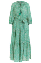 Green Bold Print Tiered Dress