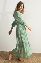 Green Bold Print Tiered Dress