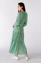 Green Bold Print Tiered Dress