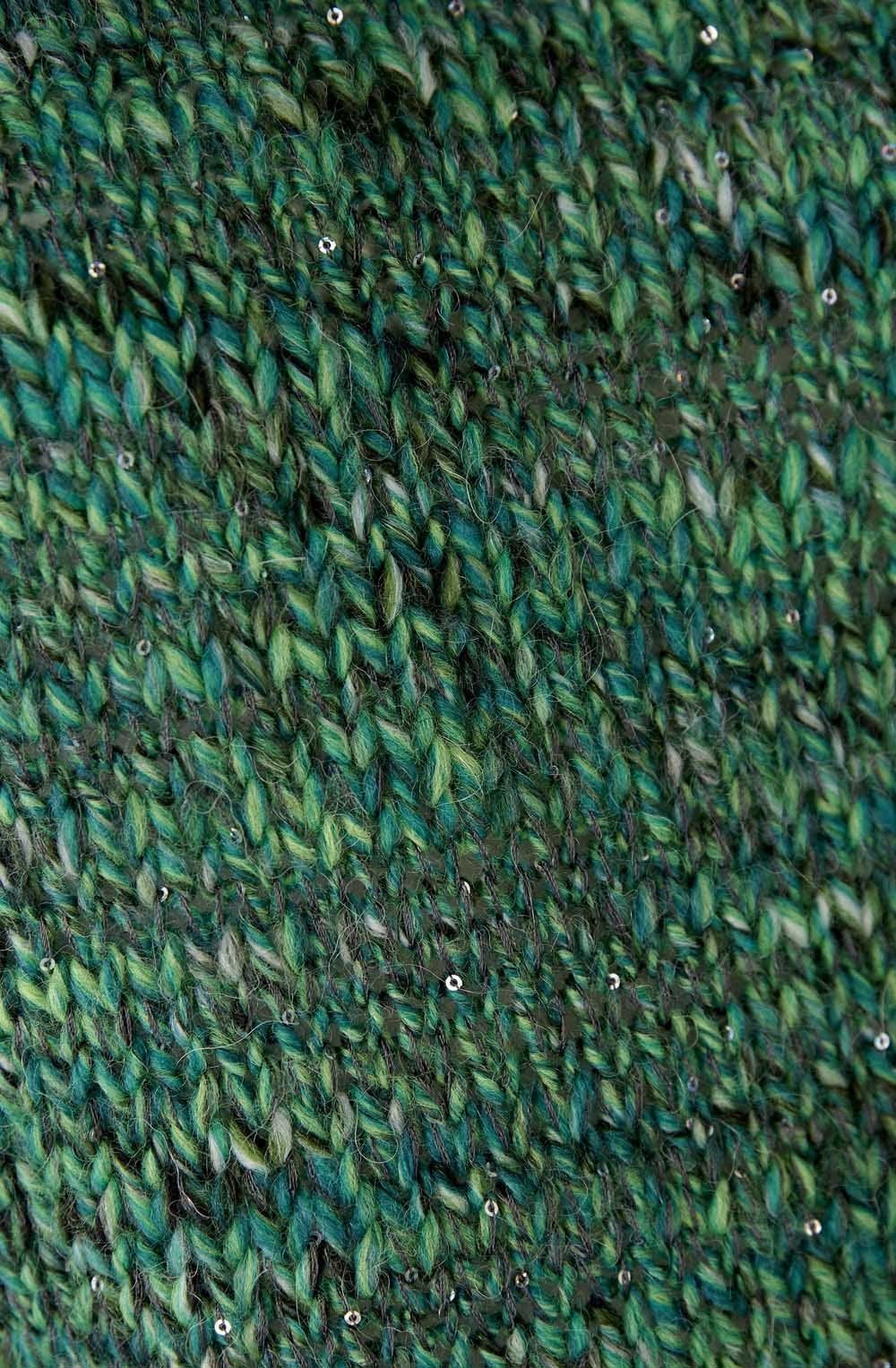 Green Boxy Jumper With Mini Sequins