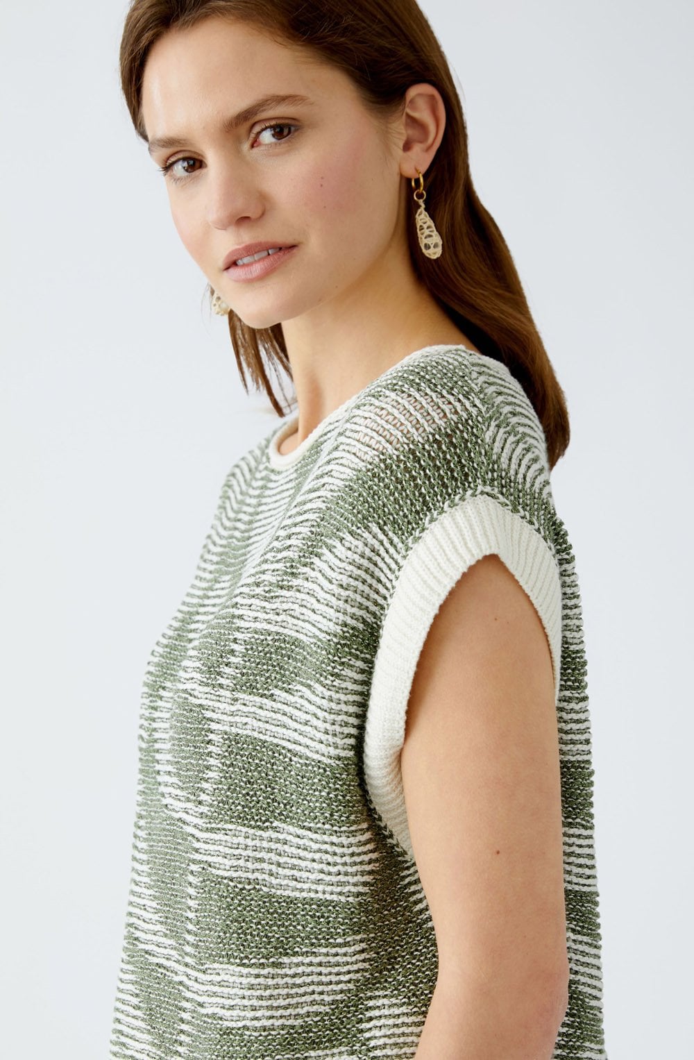 Green Elaborate Knit Leaf Slipover