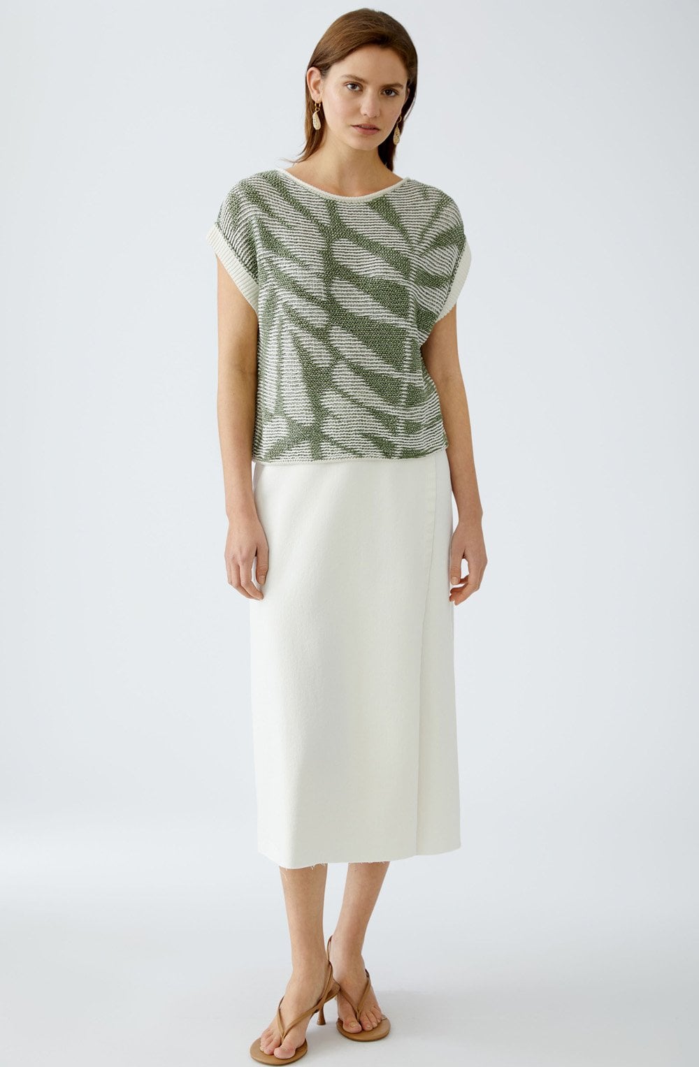 Green Elaborate Knit Leaf Slipover