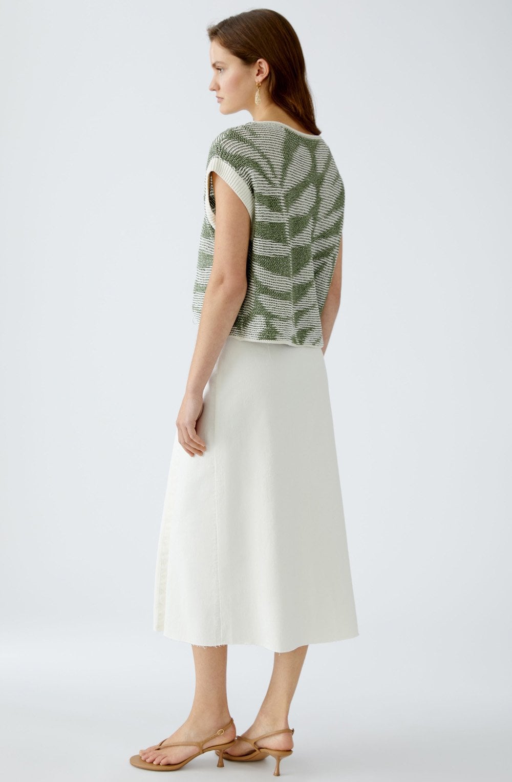 Green Elaborate Knit Leaf Slipover
