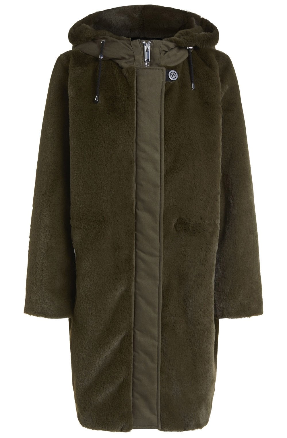 Green Faux Fur Hooded Coat