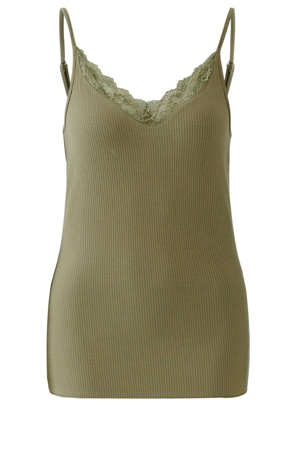 Green Garden Lace and Ribbed Jersey Camisole