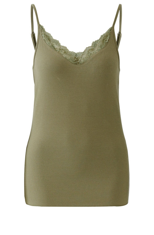 Green Garden Lace and Ribbed Jersey Camisole