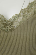 Green Garden Lace and Ribbed Jersey Camisole