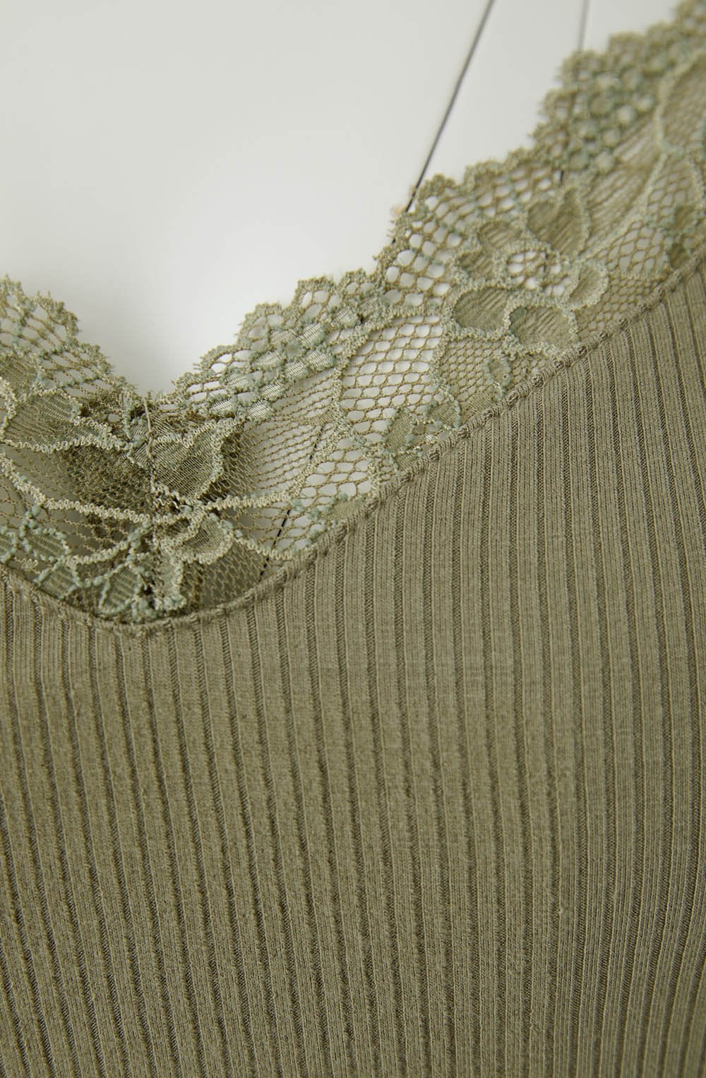 Green Garden Lace and Ribbed Jersey Camisole