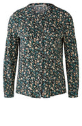Green Grey Floral Print Blouse