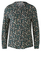 Green Grey Floral Print Blouse