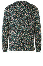 Green Grey Floral Print Blouse