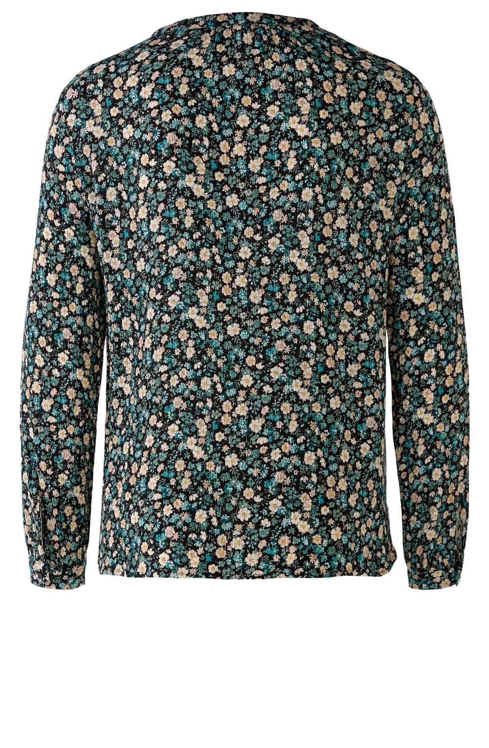 Green Grey Floral Print Blouse