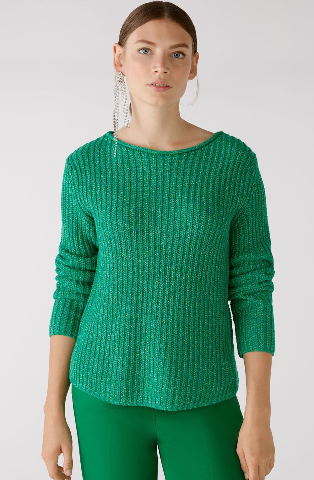 Green Iconic Mix Knit Jumper