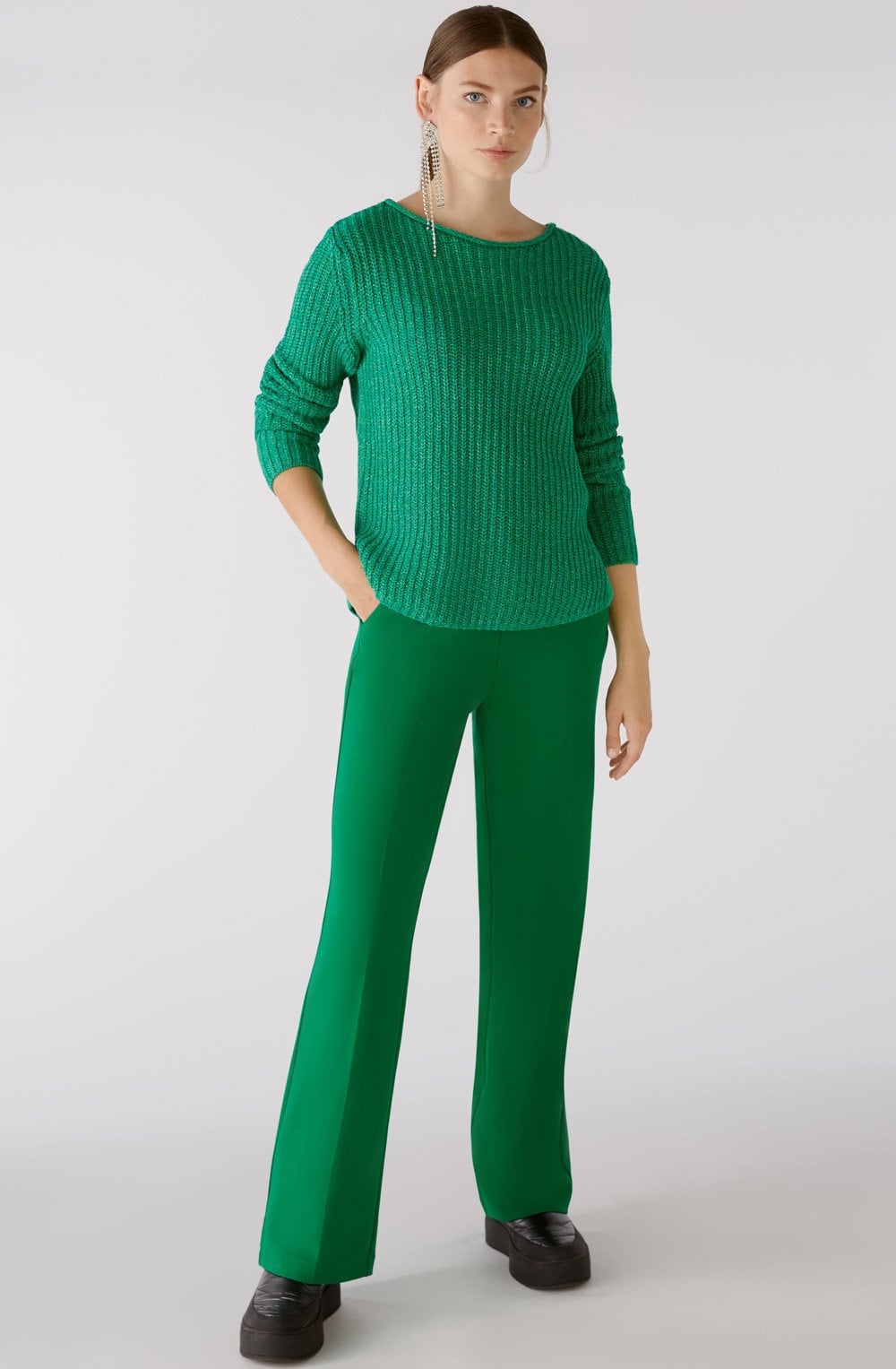 Green Iconic Mix Knit Jumper