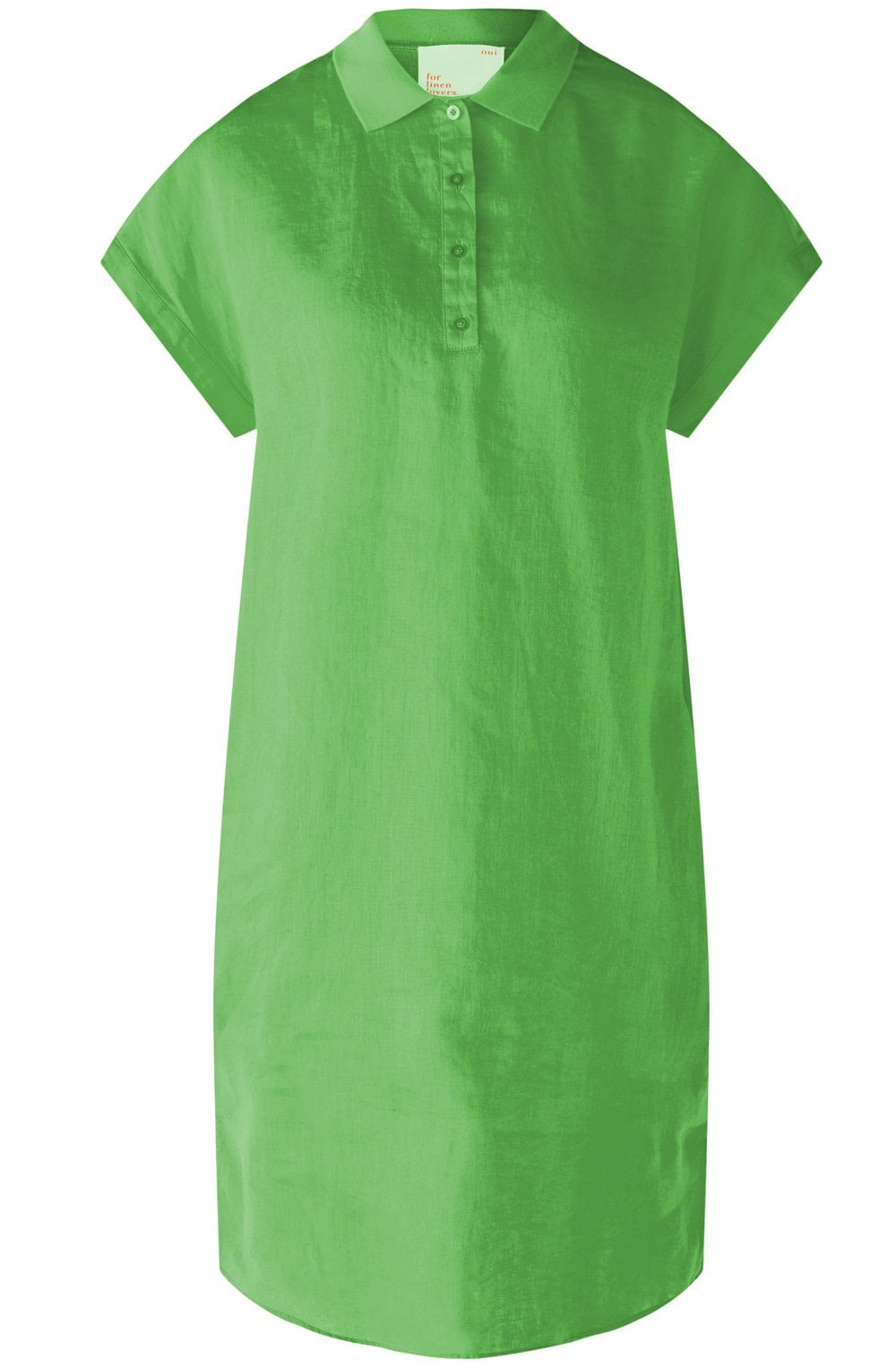 Green Leaf Collared Linen Dress