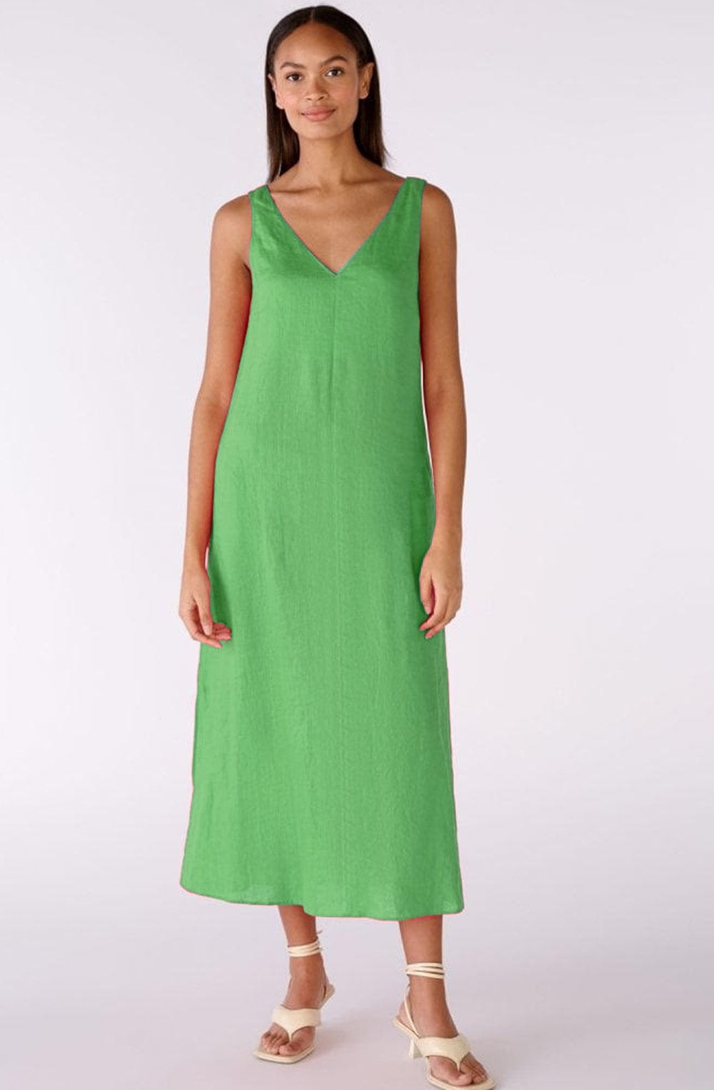 Green Leaf Linen Slip Dress