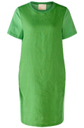 Green Leaf Short Sleeved Linen Dress