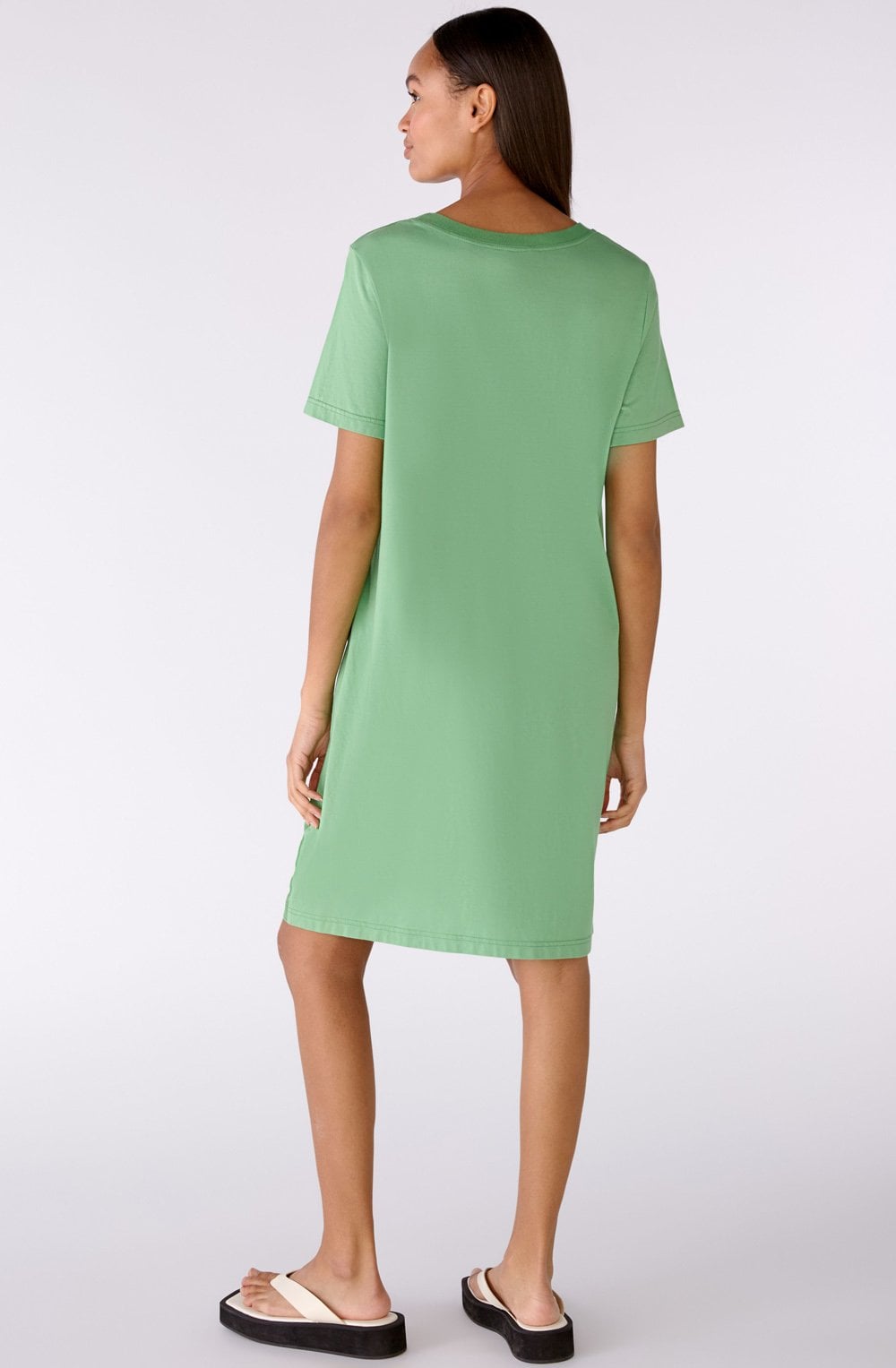 Green Leaf Short Sleeved Linen Dress