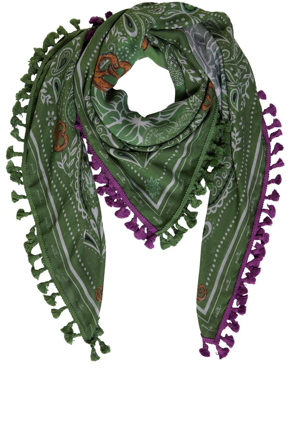 Green Paisley Print Scarf