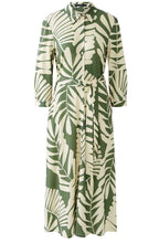Green Palm Leaf Silk Touch Shirt Dress