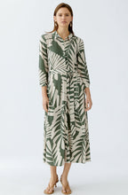 Green Palm Leaf Silk Touch Shirt Dress